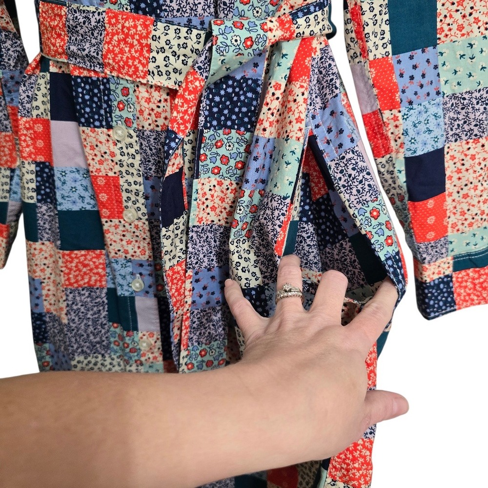 Lands' End Cotton Poplin Patchwork Button Front B… - image 6